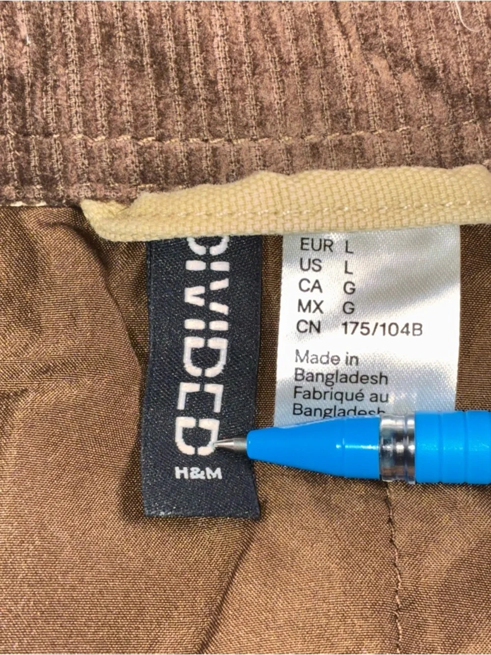 Tan Canvas Barn Jacket Chore Coat Brown Corduroy Collar Large H&M Divided